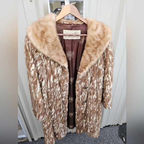 GLAMOUR ~VINTAGE HAZEL EMBA MINK FUR FULL LENGTH COAT~MINK COLLAR SIZE:LG-XLARGE - Picture 14 of 16